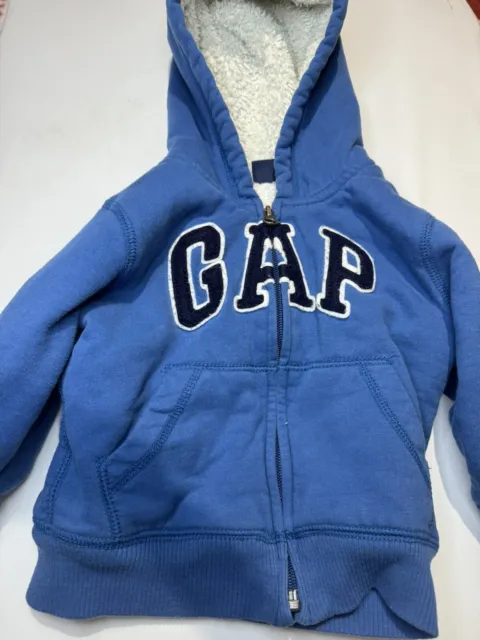 Baby Gap Fleece Zip Hoodie Jacket Light Blue Toddler Boys 18-24 Months