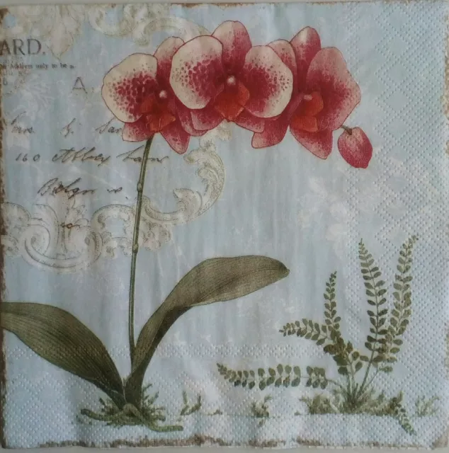 4x paper napkins use for decoupage, orchids.4 Servilletas decoupage orquídeas