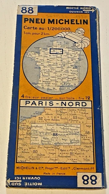 Karte MICHELIN 94 ARROUNDS DE PARIS 1947 Guide Bibendum Reifen Tyre Map