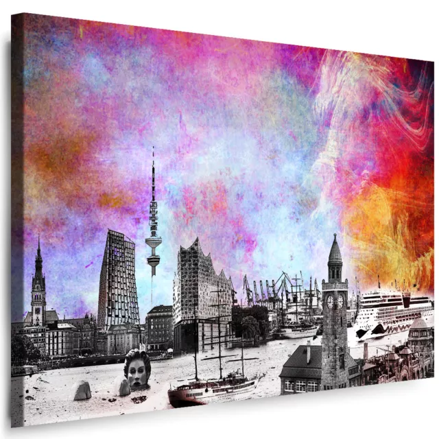 Leinwand Bild - Hamburg Bilder - Wandbild Xxl - Kunstdruck Aufgespannt Wanddeko