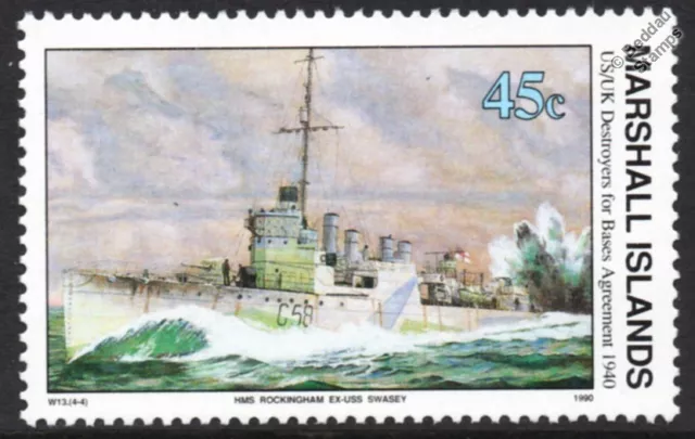 WWII 1940 USS SWASEY (DD-273) / HMS ROCKINGHAM (G58) Destroyer Warship Stamp