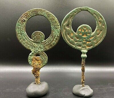 2 Bronze Jewelry Ornaments Hair Pins Antique Ancient Scythian Nomadic Antiquity