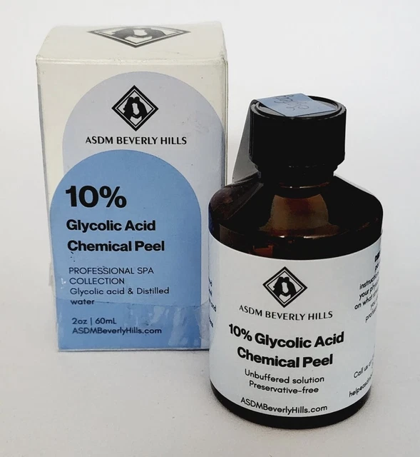ASDM Beverly Hills exfoliación con ácido glicólico 10% 2 oz para cicatrices de acné antienvejecimiento
