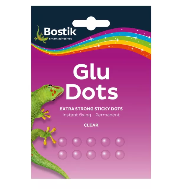 Blu Tak Glu Dots Clear Double Sided Sticky Dots 64 BOSTIK Tack  Extra Strong