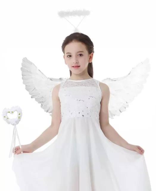 3Pcs Angel Costume Cosplay Angel Wings Halo Ring Magic Wand Halloween Props