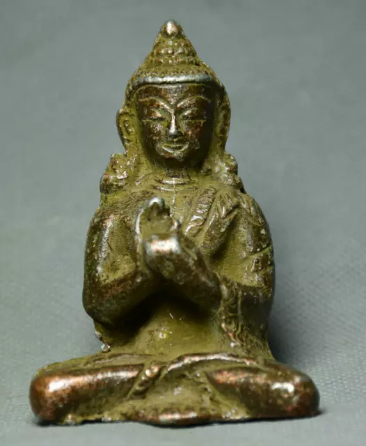 8CM Old Tibet Temple Bronze Buddhism Shakyamuni Sakyamuni Amitabha Buddha Statue