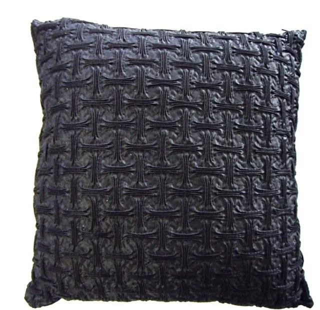 New Perle Black Origami European Size Pillowcase x 2  (One Pair) Polyester Satin