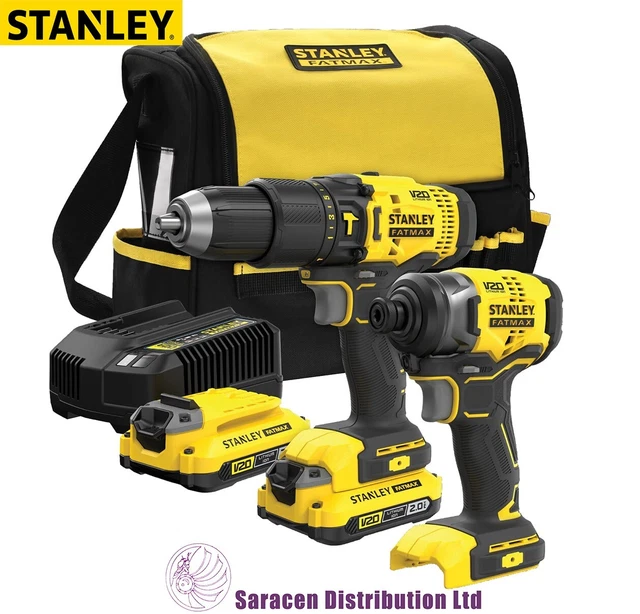 STANLEY FATMAX V20 18v CORDLESS DRILL & DRIVER TWIN PACK SFMCK465D2SQ
