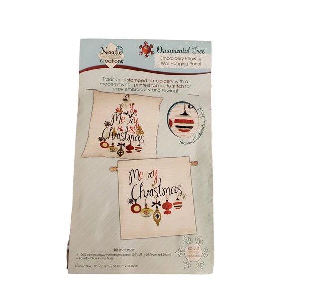 Kit de decoración de pared con panel bordado estampado feliz Navidad árbol ornamental