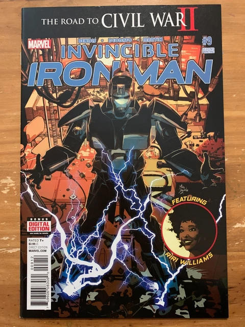 Invincible Iron Man 9 (2016) 2nd Print Variant 1st Full app of Riri Williams NM