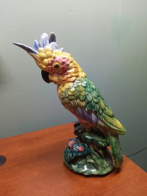 Vintage Stangl Cockatoo Parrot Large Glossy Bird #3584 Figure 12" tall