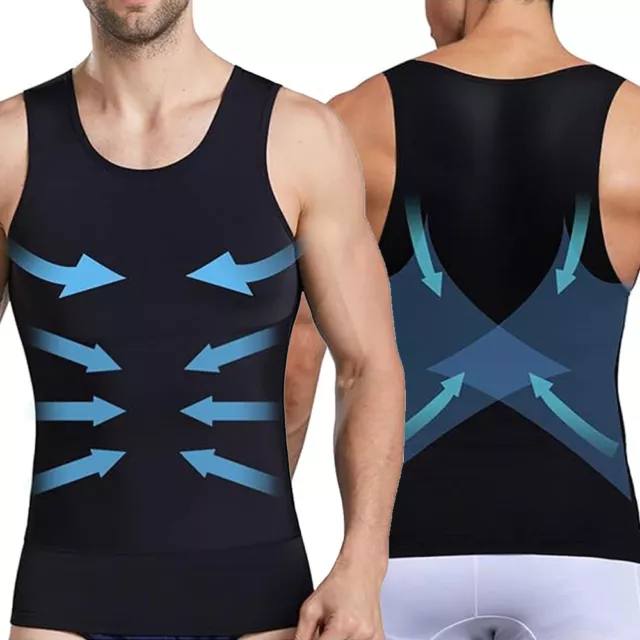 Mens Slimming Body Shaper Underwear Singlet Dad Bod Tops Corset Compression Vest