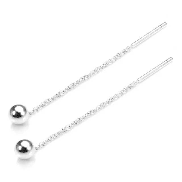 Sterling Silver 4mm Ball Pull Through Threader Thru Earrings Studs