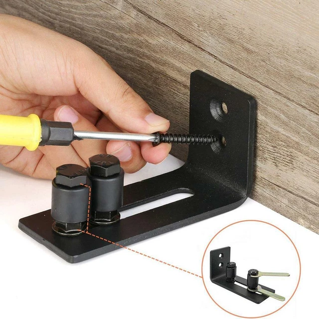 Adjustable Barn Door Wall Flat Stay Roller Guide Bottom Floor Sliding Hardware