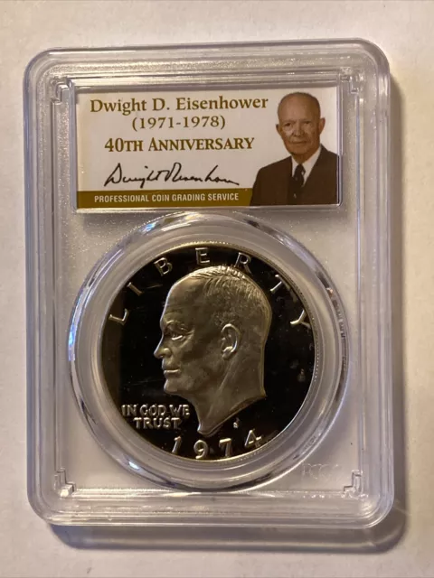 1974-S Proof Eisenhower (IKE) Silver Dollar PCGS PR 69 DCAM (DWIGHT LABEL)