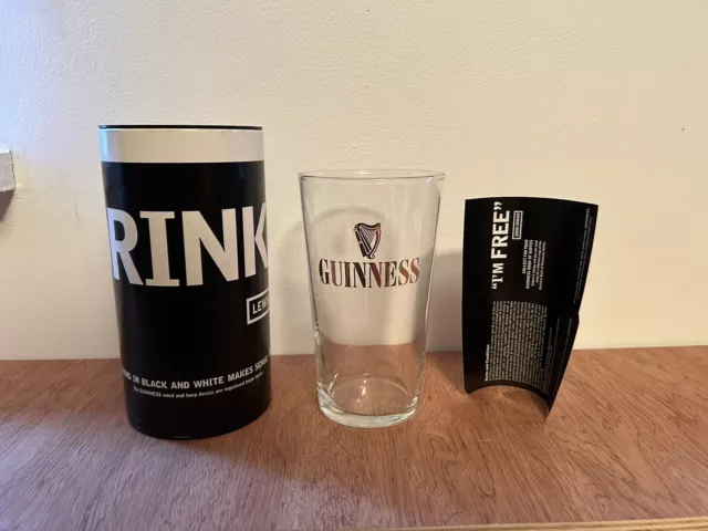 Vintage Guinness Pint Glass | Drink Me, Lewis Carroll Boxed NEW UNUSED Vintage