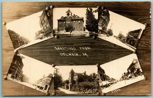 RPPC Multi View Greetings From Oelwein Iowa IA 1904 Cook-Montgomery Postcard J6