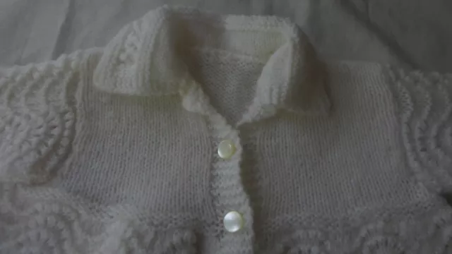 White Baby Cardigan  Hand Knitted 2