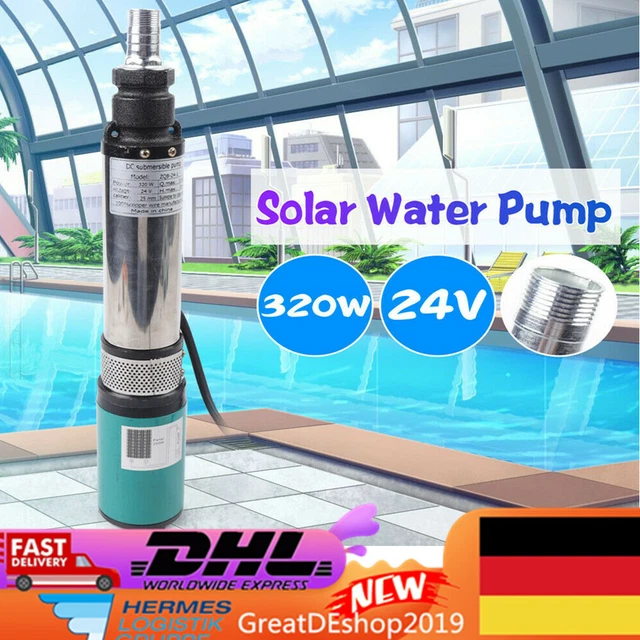 Pompa pozzo profondo solare 320 W acciaio inox DC 24 V pompa acqua pompa sommersa 25 m 5 m3/h DE
