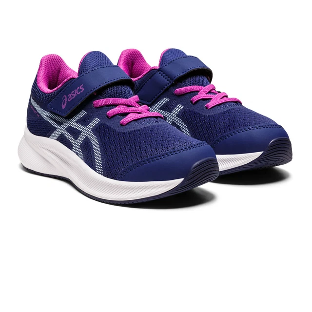 Asics Boys Patriot 13 PS Running Shoes Trainers Sneakers Navy Blue Pink Purple