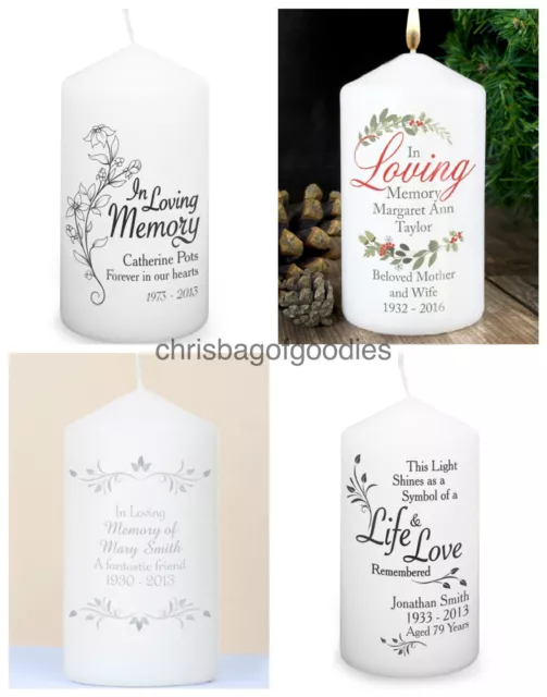 PERSONALISED MEMORIAL CANDLE Gifts Present For Christmas Funeral Remembrance