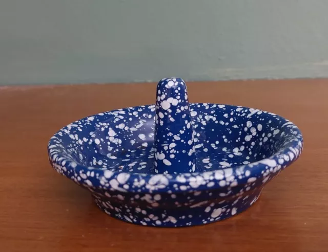 Original John Wright Cast Iron Apple Schnitzer Blue Speckled Enamel