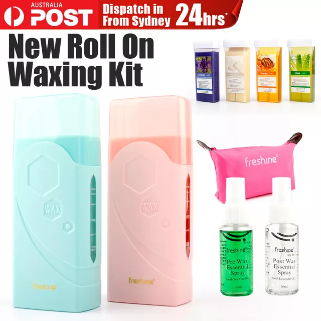 Roll On Waxing Kit Roller Wax Warmer Heater Wax Strip Depilatory Hair Removal AU