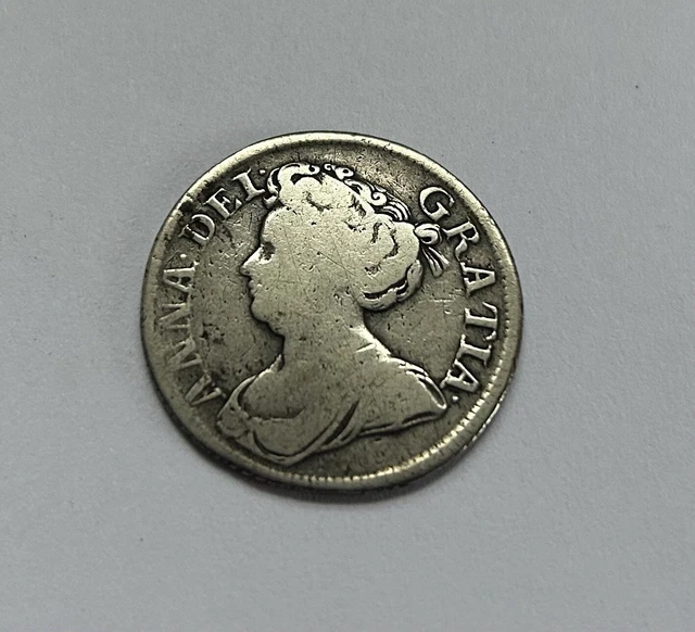 QUEEN ANNE 1711 Anna Dei Gratia Silver Shilling Great Britain COIN