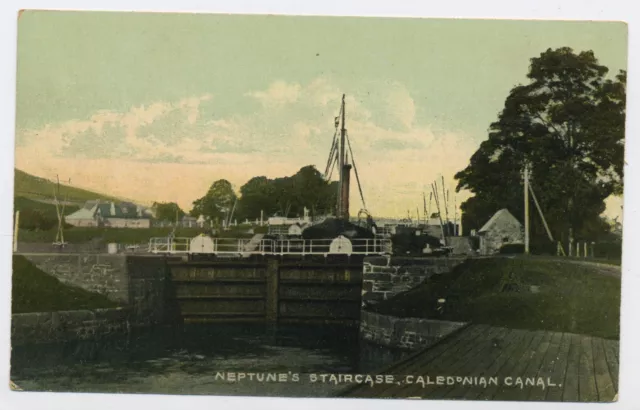 Neptune's Staircase Caledonian Canal Scottish Highland Vintage Postcard L12