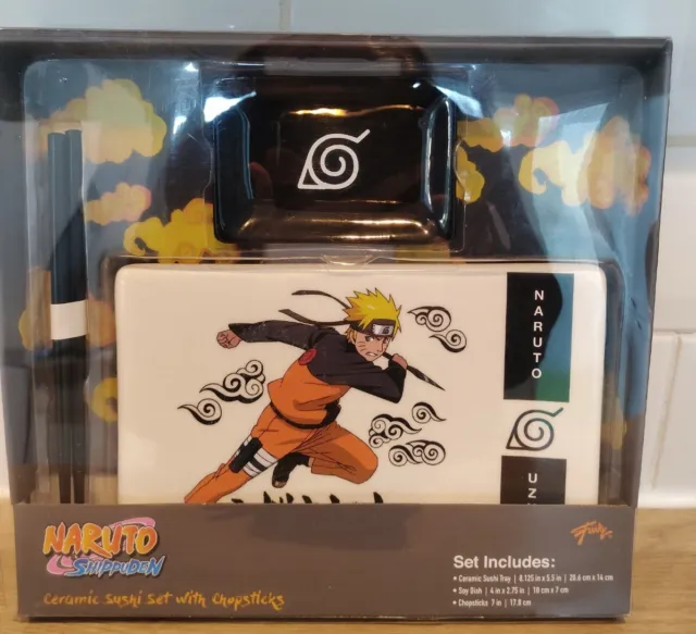 Naruto Shippuden Ceramic Sushi Set Tray Dish Plate Chopsticks Serving Tableware