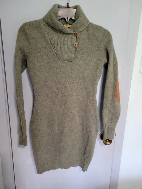 Ralph Lauren Rugby Green Wool Sweater Dress Elbow Patches size medium
