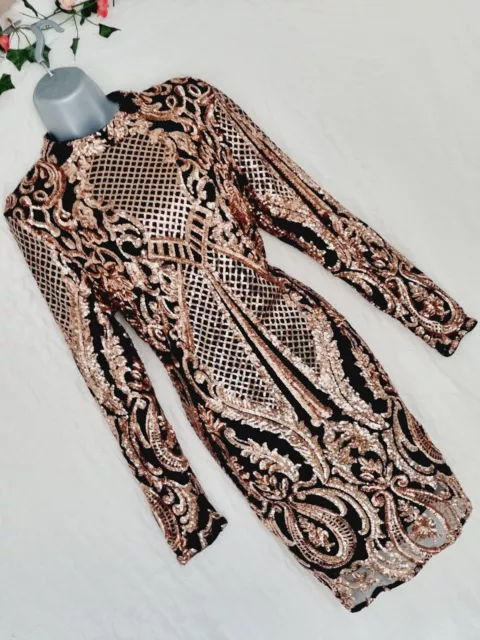 Towie black and rose gold sequin bodycon best sale dress