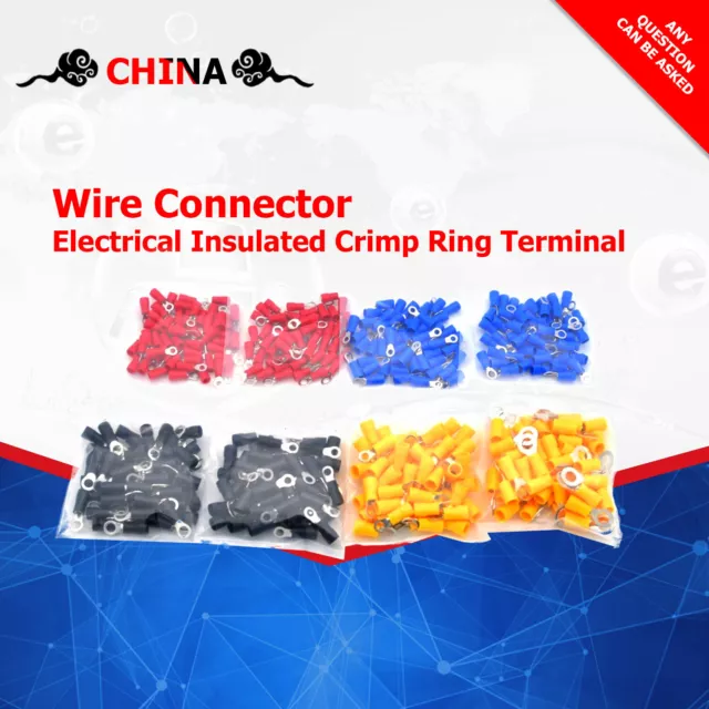 Red Blue Yellow Black Electrical Insulated Crimp Ring Terminal Wire Connector