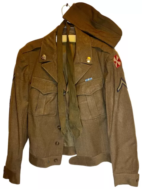WWII WW2 US Army 8Th Ike Wool Jacket + Garrison Hat & Tie 38Xl $149.99 ...