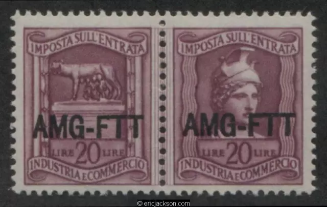 Trieste Industry & Commerce Revenue Stamp, FTT IC55 se-tenant pair, mint, VF