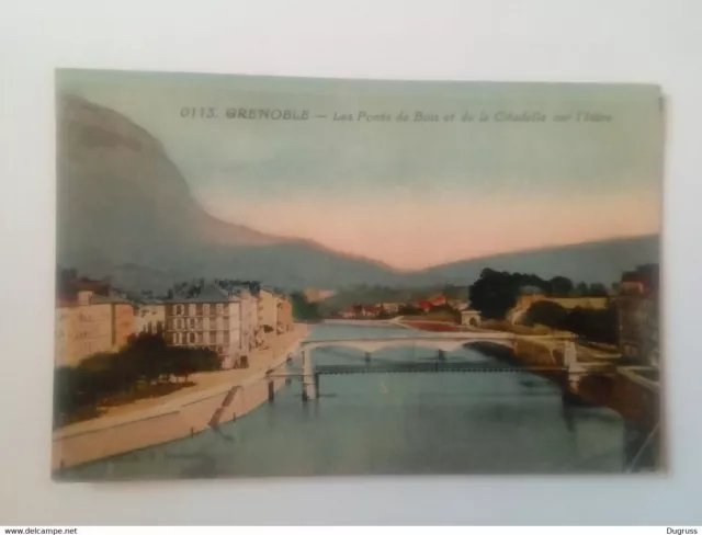 Cpa Grenoble L'Isère,les Ponts de Bois et de la Citadelle sur l'Isère