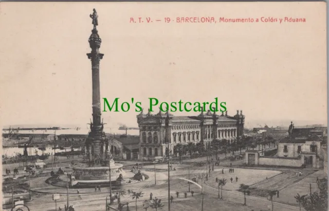 Spain Postcard - Barcelona, Monumento a Colon y Aduana   RS36104