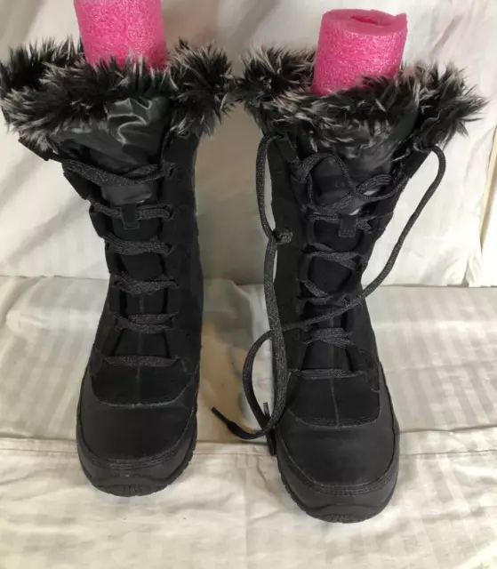 The North Face Nuptse Purna Womens Sz 5 Winter Boots Black Waterproof Faux Fur