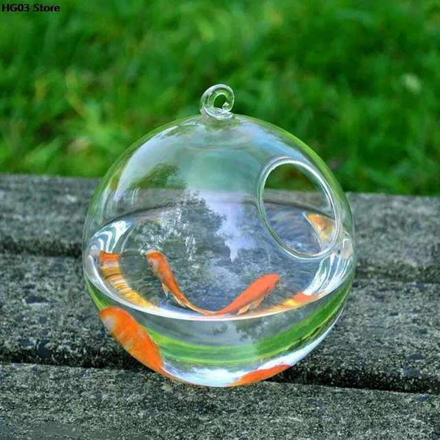 1 Set Black Hanging Fishbowl Tank with Stand or Small Table Flower Bowl Vase