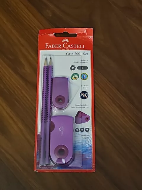 Faber-Castell Sparkle Set - 2 x Pencils, 1 x Eraser, Sharpener Grip 2001 Set
