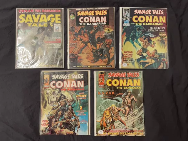 Savage Tales Magazine 1-5 HIGH GRADE (LOT Of 5) 1971 - 1st Man Thing-Conan 🔥🔑