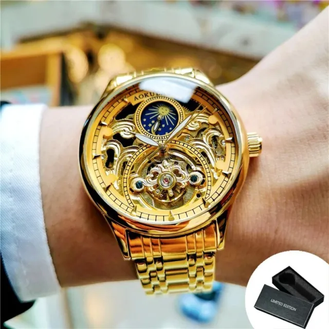 Armbanduhr Männer Automatik uhr Herren leuchtende Luxus mechanische Uhren Stahl