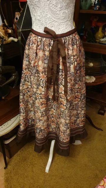 Stunning Original Vintage 1970s Hippy Boho Maxi Skirt With Florals Size 10