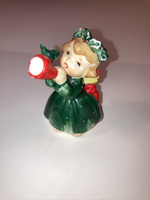 Vintage Lefton Japan Ceramic Christmas Angel Figurine 1259N Playing Harp