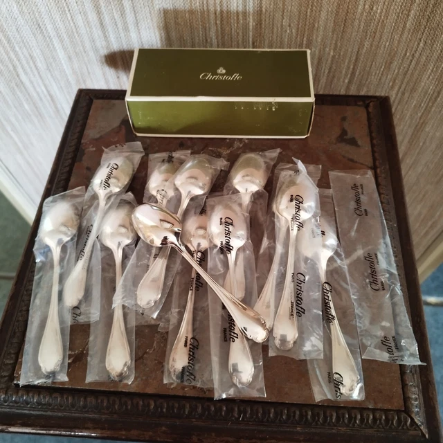 12 PETITES CUILLÈRES VINTAGE MÉTAL ARGENTÉ 18G 2 POINCONS