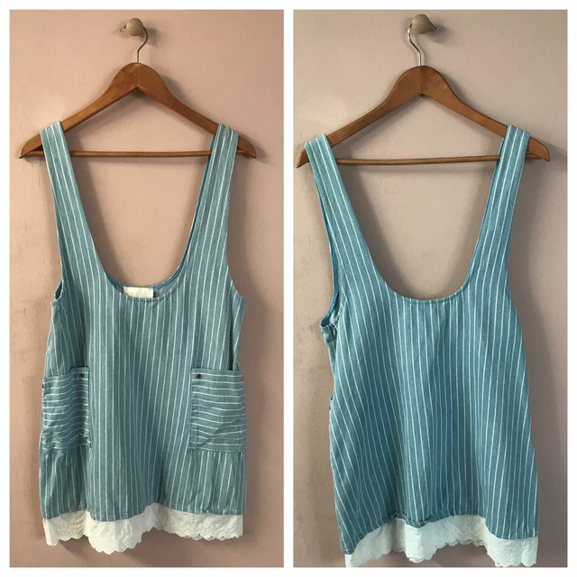 Storia Light Blue Denim Suspender Mini Dress Size M NWOT