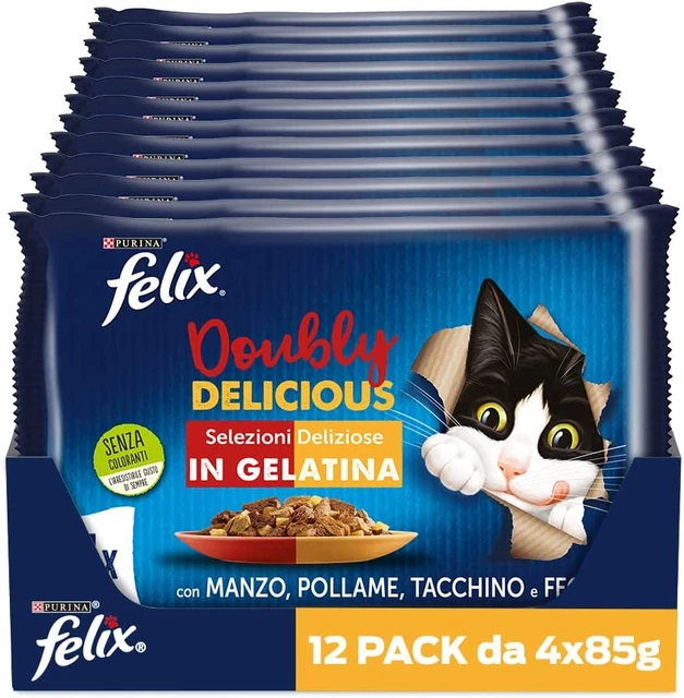 Purina  Le Ghiottonerie Doubly Delicious Cibo Umido per Gatti Con Manzo E Pollam