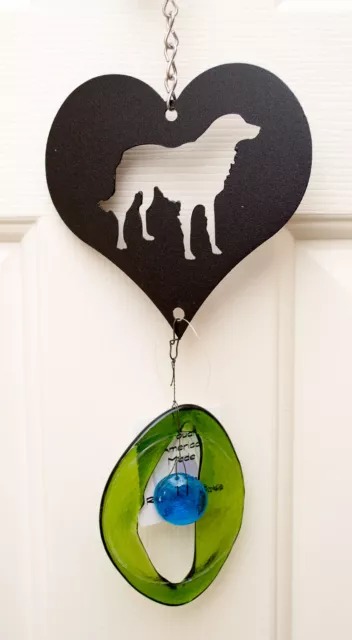 USA-Made Glass and Steel Wind Chime Featuring Dog by The Bottle Benders