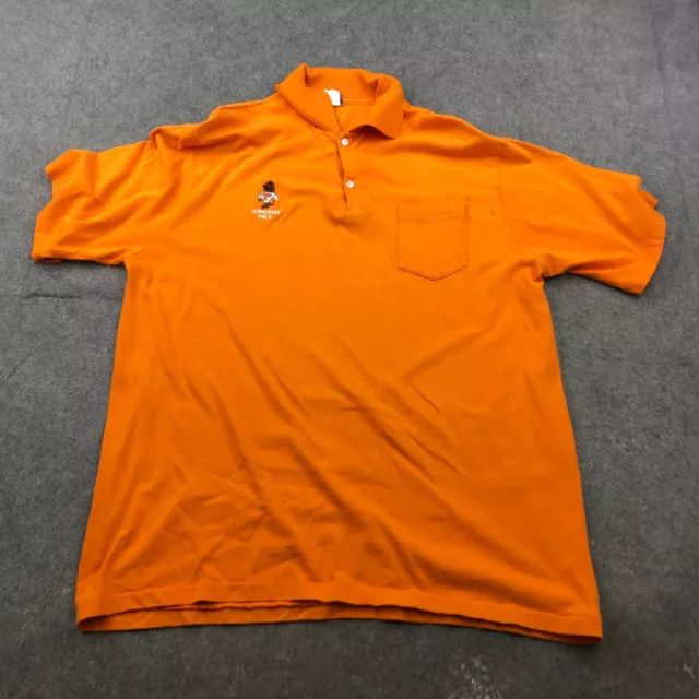 Vintage Tennessee Volunteers Polo Shirt Mens XL Orange Smokey Logo 80s 90s*