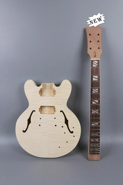 DIY Set Semihollow Electric Guitar Body+Guitar Neck Maple 24.75in Unfinished 22